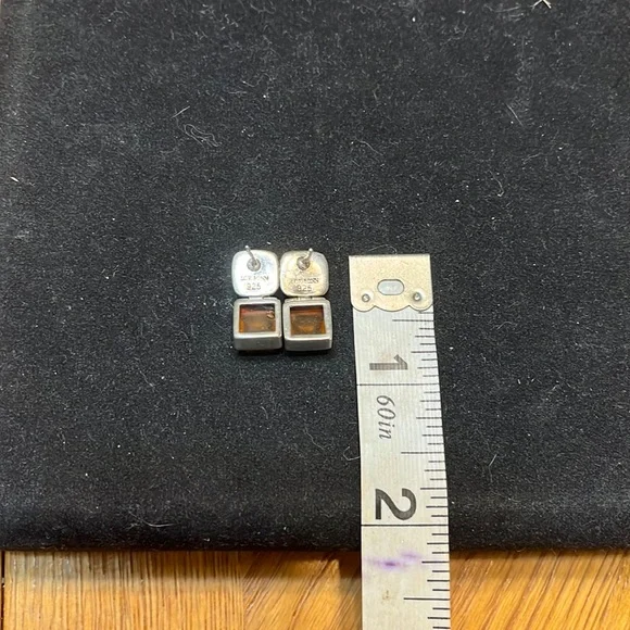 Vintage Lori Bonn Sterling Silver Amber Earrings - Picture 2 of 2